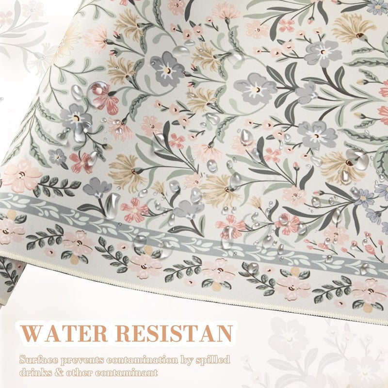 iCasso Desk Matt for Desktop, Cute Desk Pad Mat, XXL Large Mouse Pad, Anti-Slip Big Mousepad with Stitched Edges, Keyboard Pad for Computer(Gray Floral) - Image 5